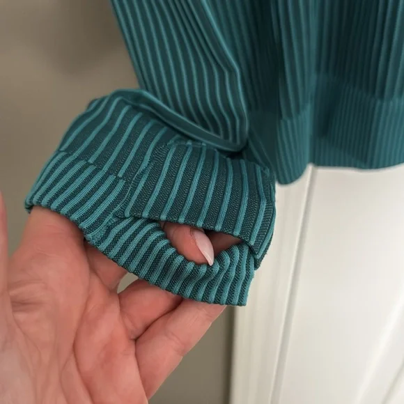 Lululemon Rest Less Pullover Colour Rib Green Jasper / Oceanic Sz 14! - Picture 6 of 9